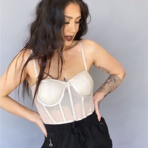 Cream Sheer Bustier bodysuit